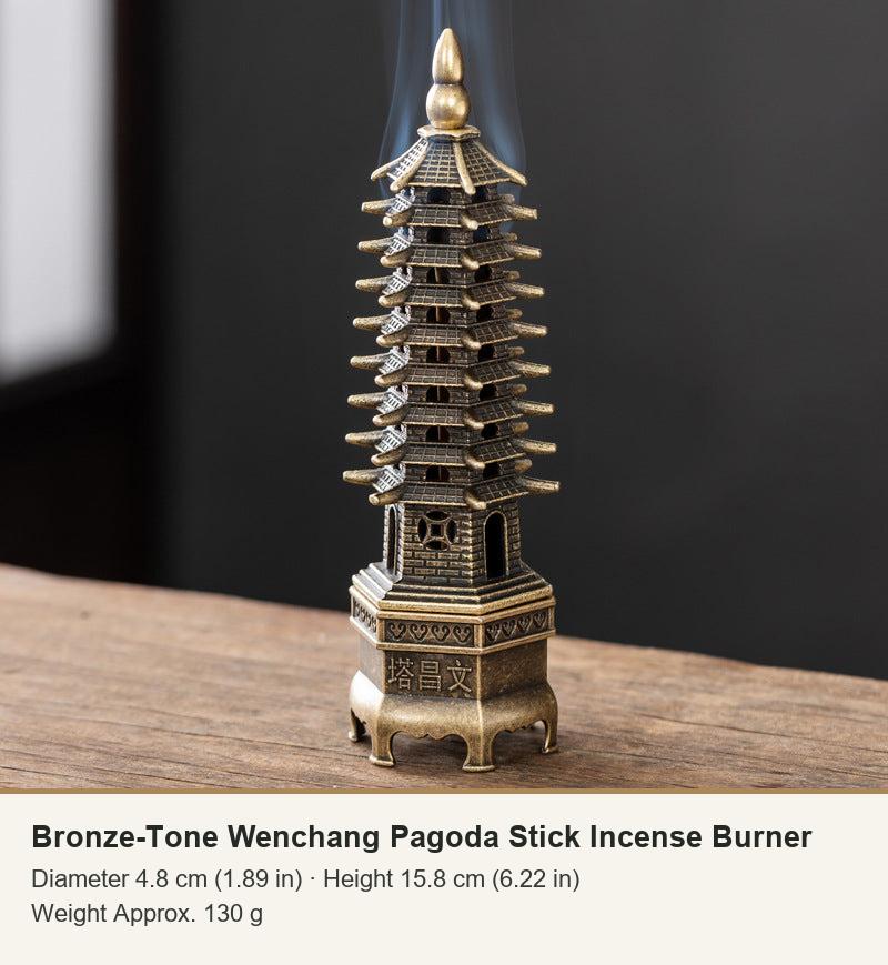 Bronze-Tone Wenchang Pagoda Stick Incense Burner