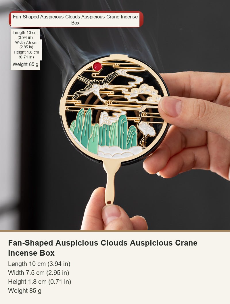 Fan-Shaped Auspicious Clouds Auspicious Crane Incense Box