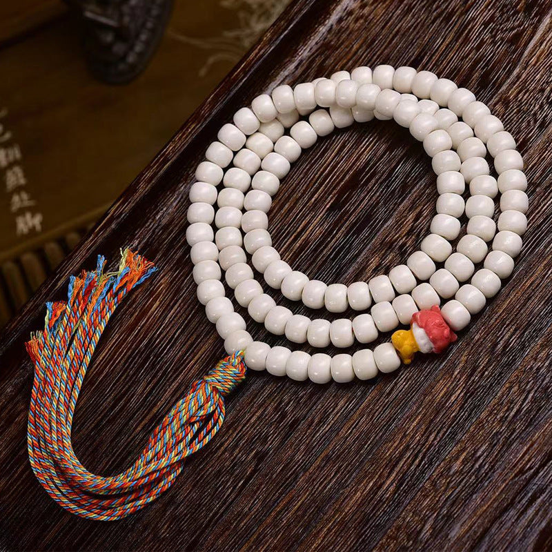 EverestArtstudios blessed EverestArtstudios Natural Yak Bone 108-Bead Mala with Antler Accents