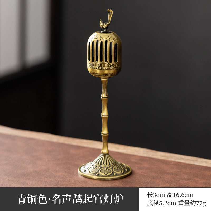 Manufacturer wholesale alloy small incense burner retro Zen Boshan small incense burner household dragon and phoenix plate incense burner incense ornament