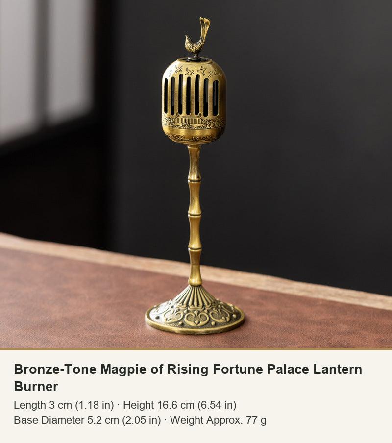 Bronze-Tone Magpie of Rising Fortune Palace Lantern Burner