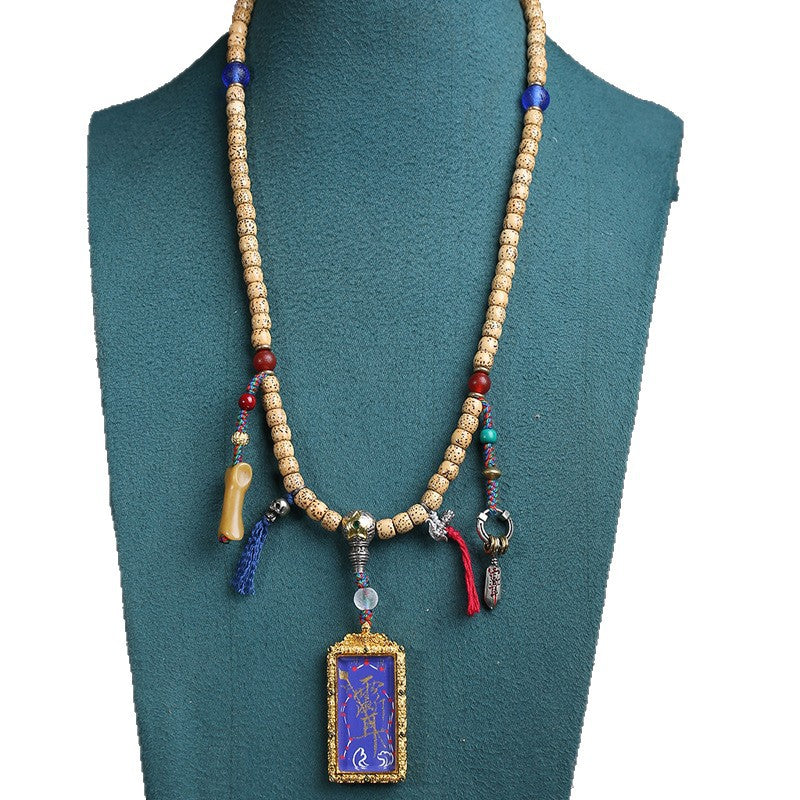 EverestArtstudios Xingyue Bodhi 108-Bead Mala with Thangka-Style Pendant and Sandalwood