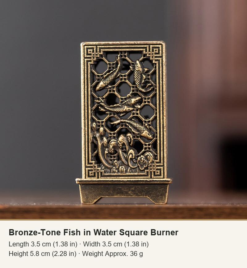 Bronze-Tone Fish in Water Square Burner