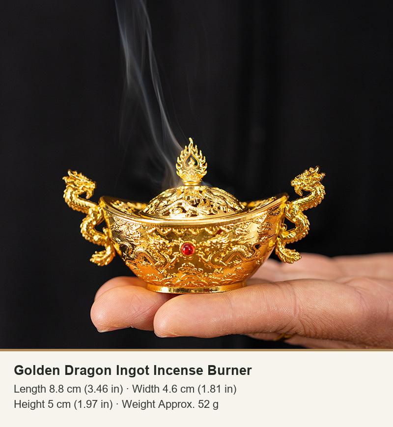 Golden Dragon Ingot Incense Burner
