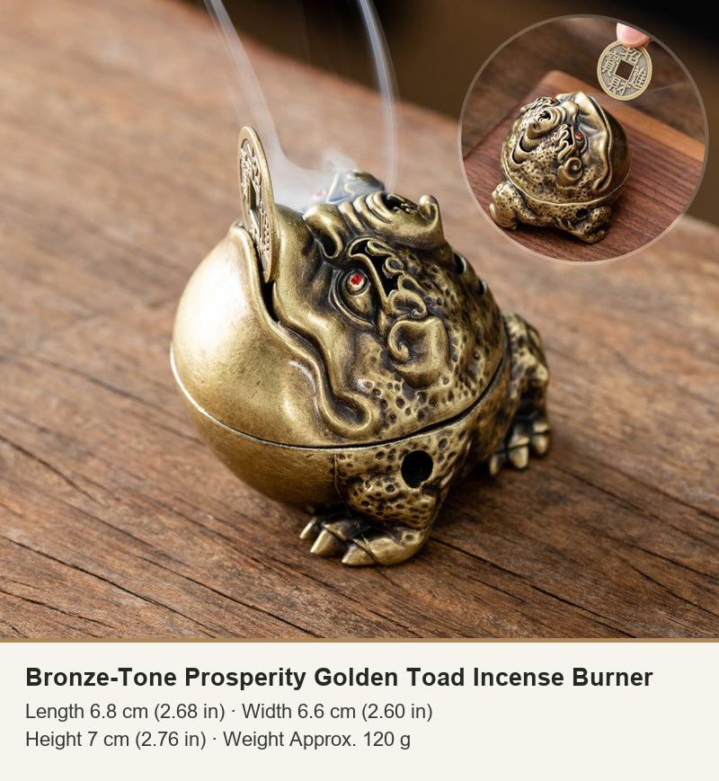 Bronze-Tone Prosperity Golden Toad Incense Burner