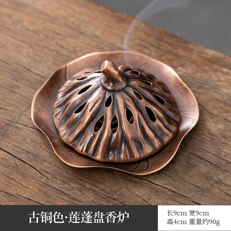 Xiangyun incense burner, hollow lotus burner, mini lotus seed aromatherapy burner, three-legged copper burner, porous Baolian lamp Boshan burner