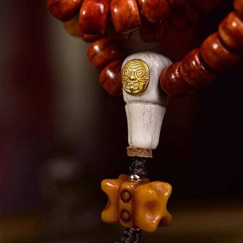 EverestArtstudios blessed EverestArtstudios Tibetan Vintage Bone Barrel-Bead 108-Bead Mala Necklace