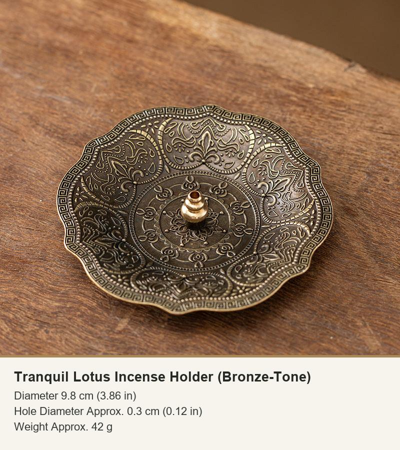 Tranquil Lotus Incense Holder (Bronze-Tone)