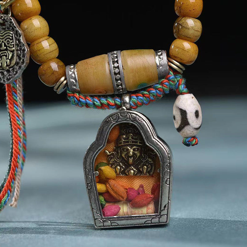 EverestArtstudios blessed EverestArtstudios Natural Camel Bone 108-Bead Mala with Zaki Lhamo Gau Pendant