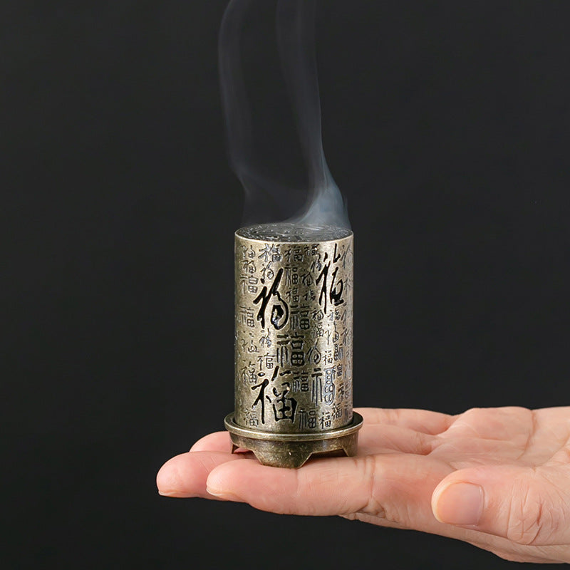Chinese creative antique aromatherapy stove mini elephant foot lotus stove copper alloy household sandalwood pan incense three-legged stove ornament