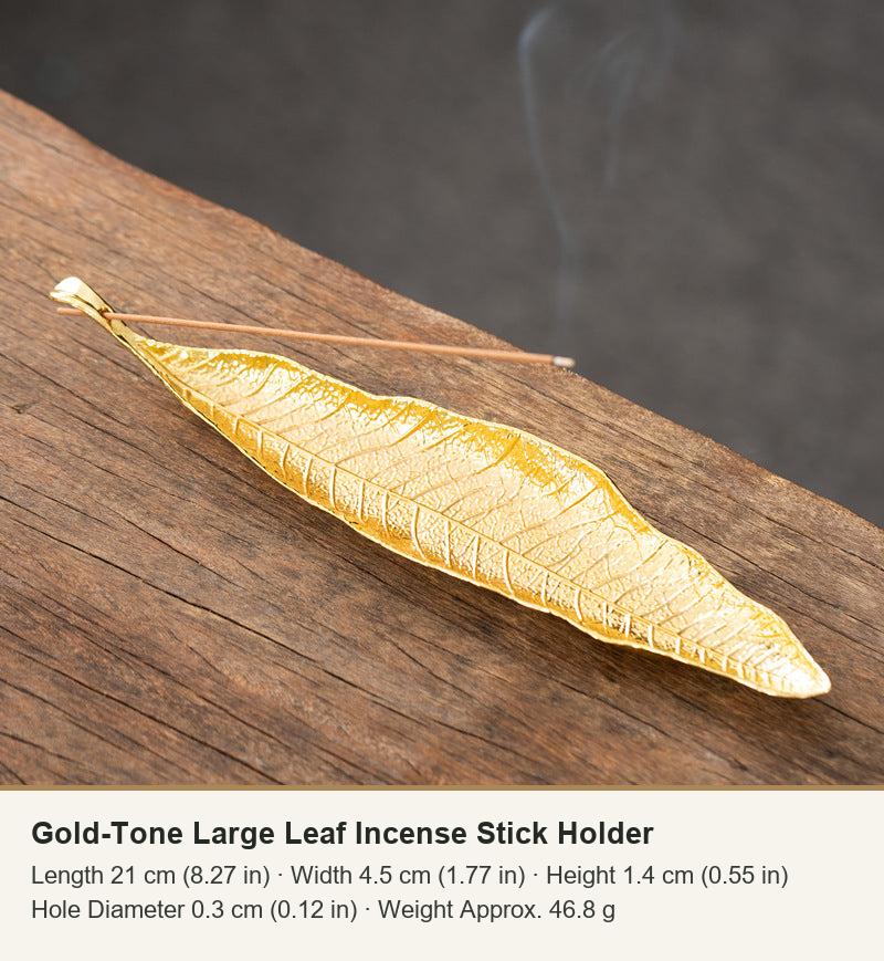 Gold-Tone Large Leaf Incense Stick Holder
