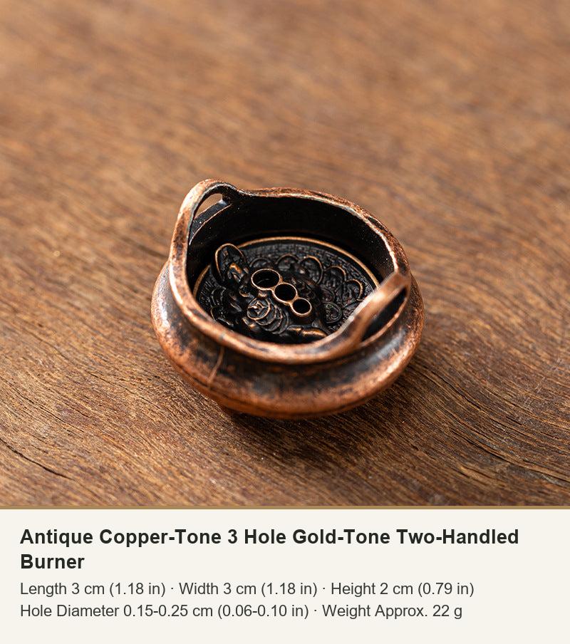 Antique Copper-Tone 3 Hole Gold-Tone Two-Handled Burner