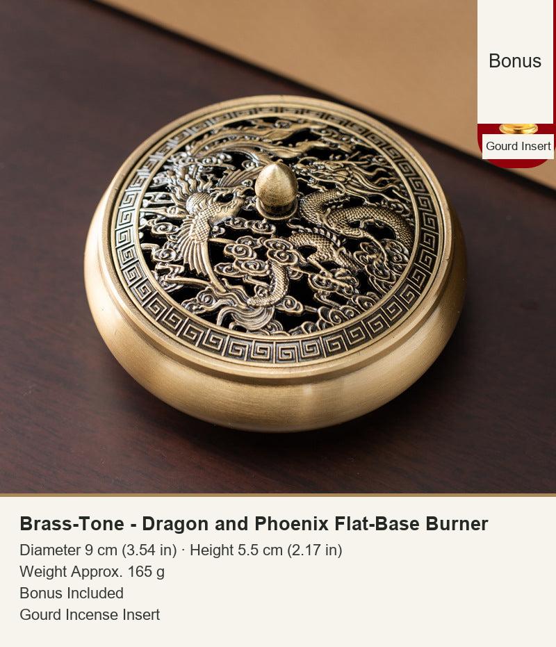 Brass-Tone - Dragon and Phoenix Flat-Base Burner