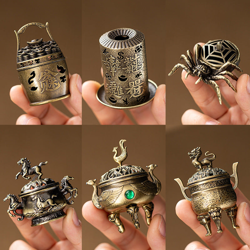 New Phoenix Kirin Three-legged Furnace Tianyuan Ding Furnace Xiaoxiangyun Sticky Powder Sandalwood Aromatherapy Furnace Alloy Incense Furnace Ornament