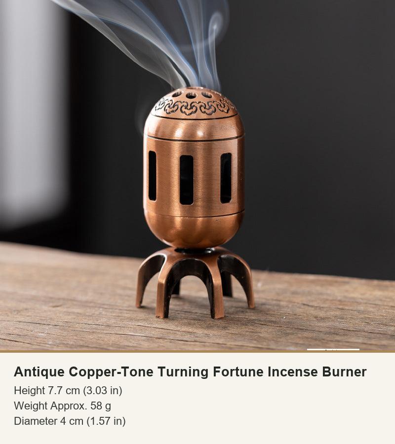 Antique Copper-Tone Turning Fortune Incense Burner