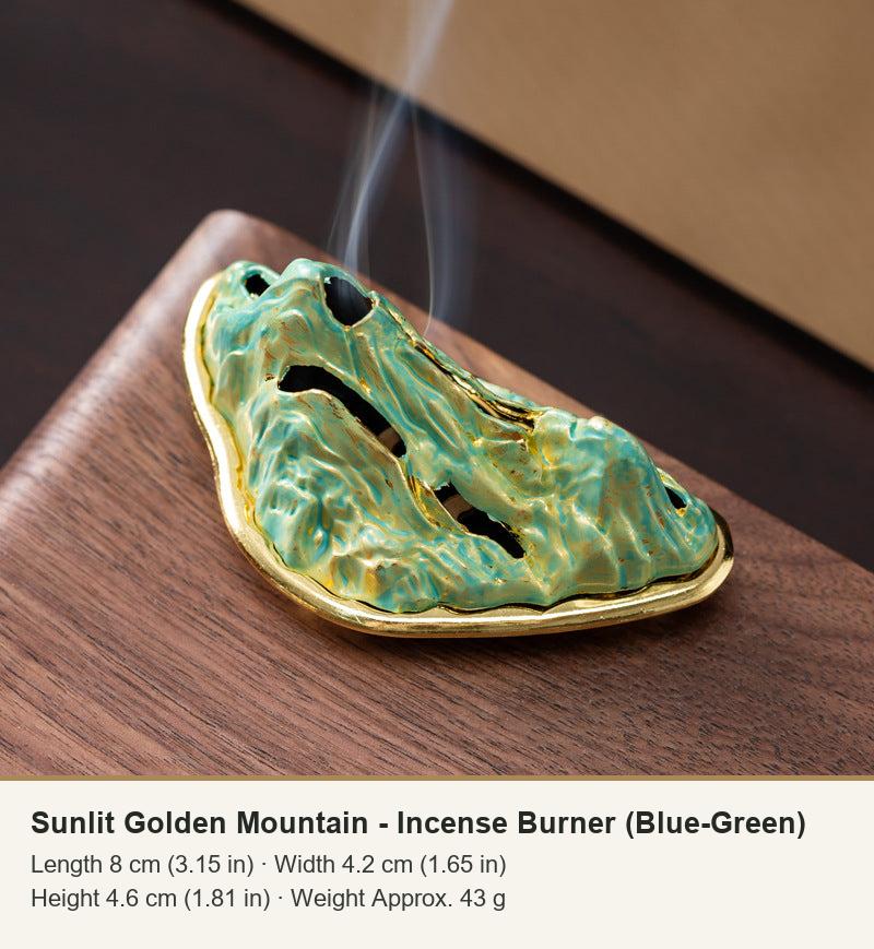 Sunlit Golden Mountain - Incense Burner (Blue-Green)