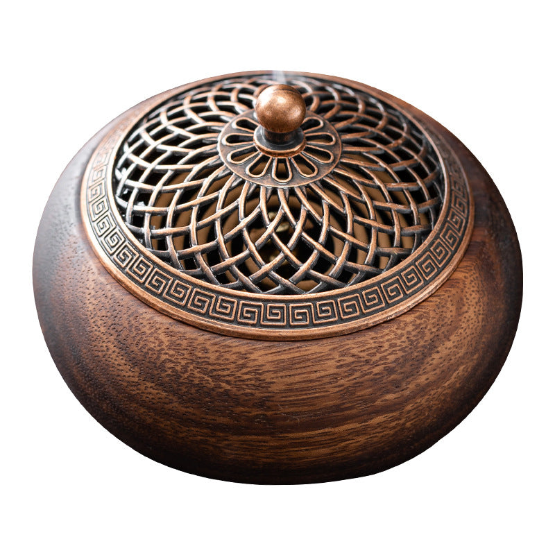 Walnut Ruyi Incense Burner Chinese Indoor Hollow With Lid Solid Wood Agarwood Sandalwood Plate Support Line Incense Plug Base Base Support
