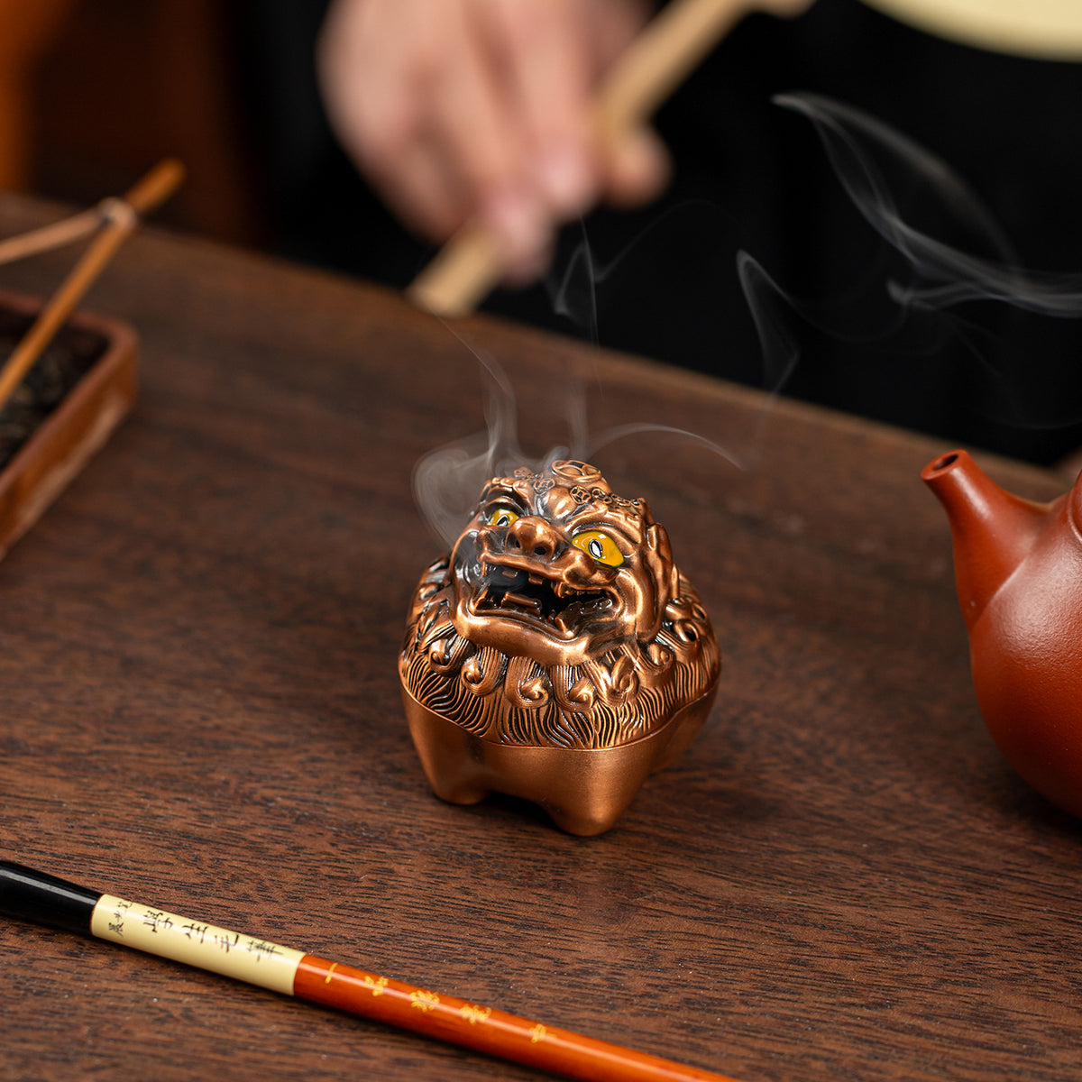 Lowon 瑞士獸小號香爐 中式香薰爐 招財納福貔貅香爐 家居室內祥雲盤香爐擺件
