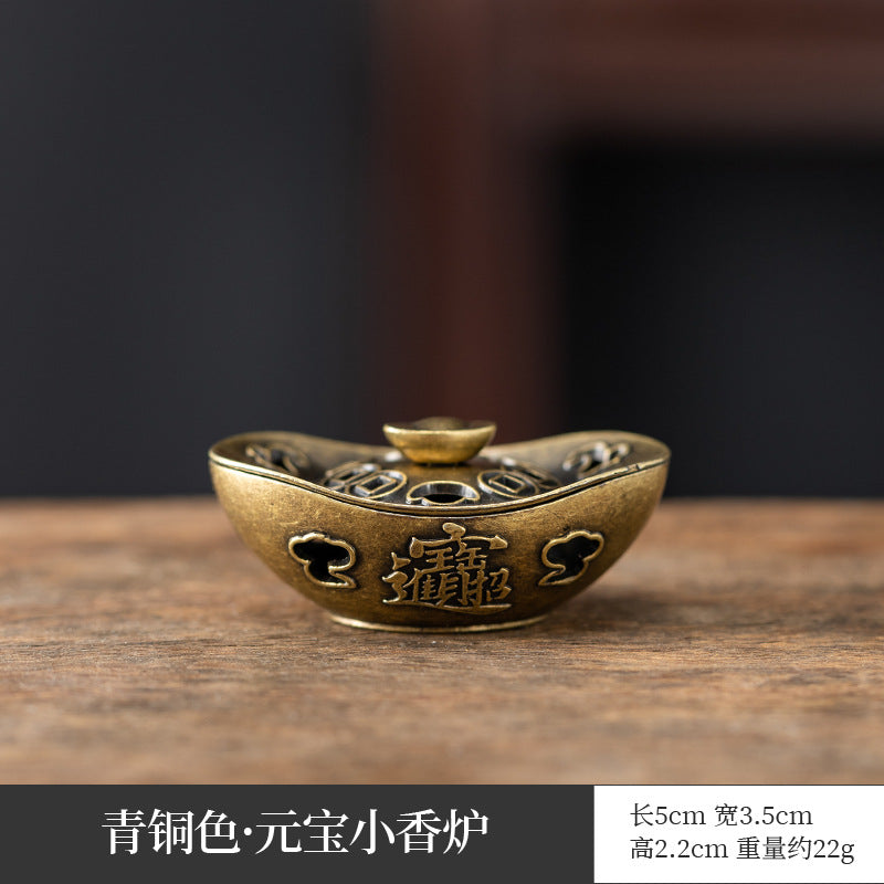 Chinese creative antique aromatherapy stove mini elephant foot lotus stove copper alloy household sandalwood pan incense three-legged stove ornament