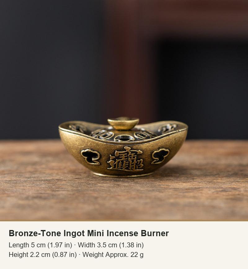 Bronze-Tone Ingot Mini Incense Burner