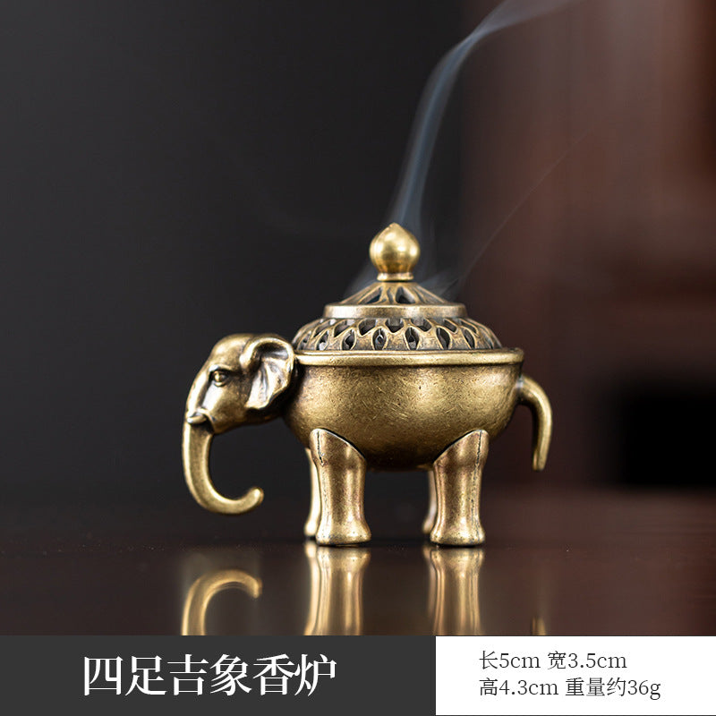Manufacturer wholesale alloy small incense burner retro Zen Boshan small incense burner household dragon and phoenix plate incense burner incense ornament