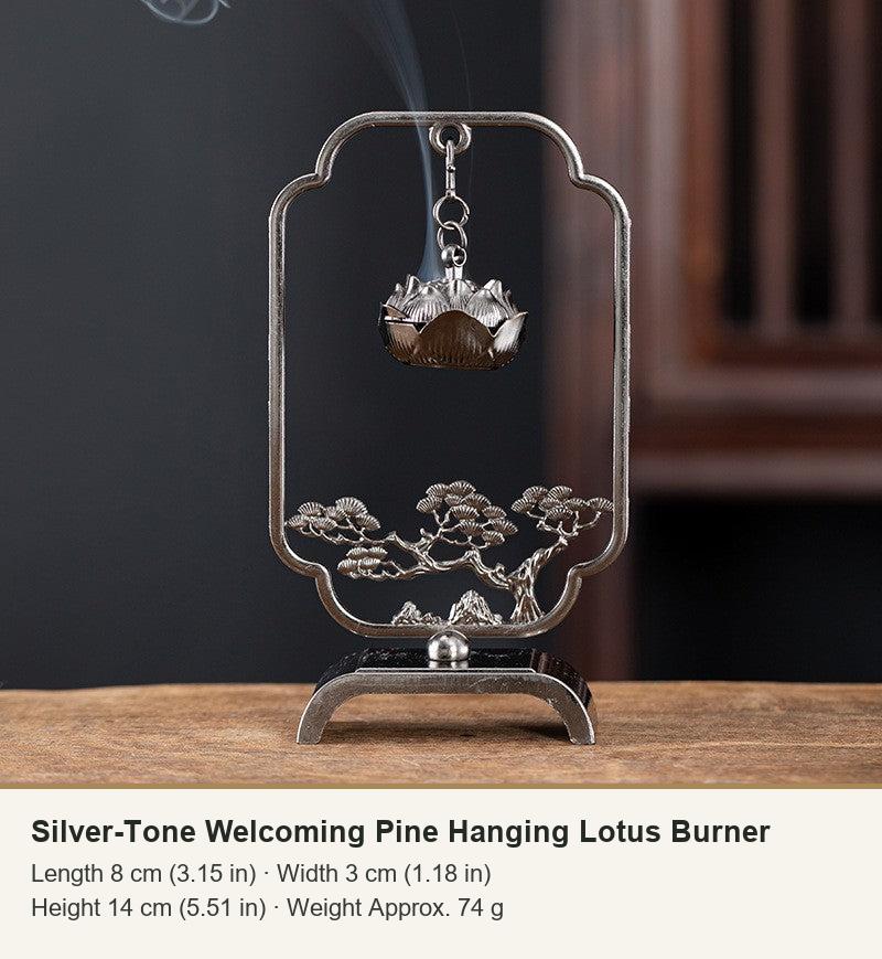 Silver-Tone Welcoming Pine Hanging Lotus Burner
