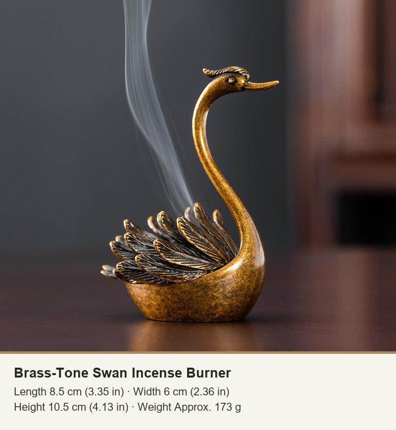 Brass-Tone Swan Incense Burner