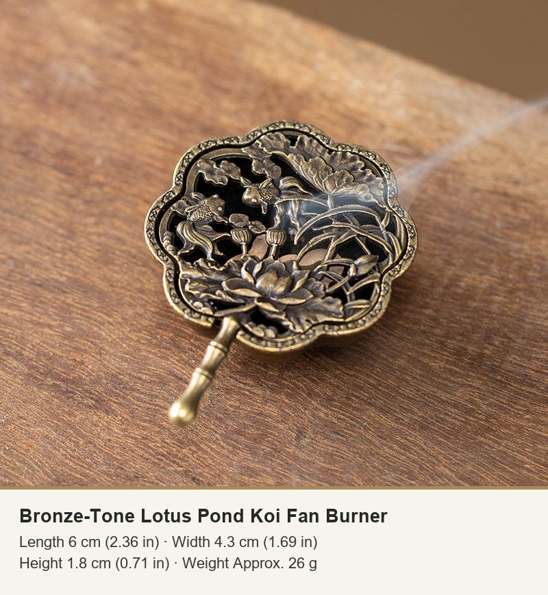 Bronze-Tone Lotus Pond Koi Fan Burner