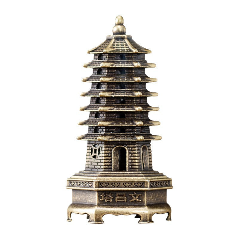 Cross-border hot-selling Xiaowenchang tower alloy incense burner Xiaoxiangyun no-stick powder agarwood sandalwood purification air indoor aromatherapy