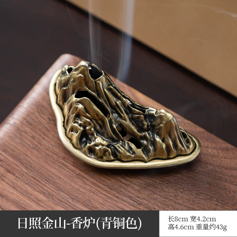 Chinese creative antique aromatherapy stove mini elephant foot lotus stove copper alloy household sandalwood pan incense three-legged stove ornament