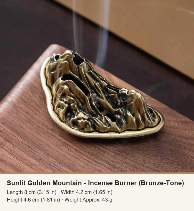 Sunlit Golden Mountain - Incense Burner (Bronze-Tone)