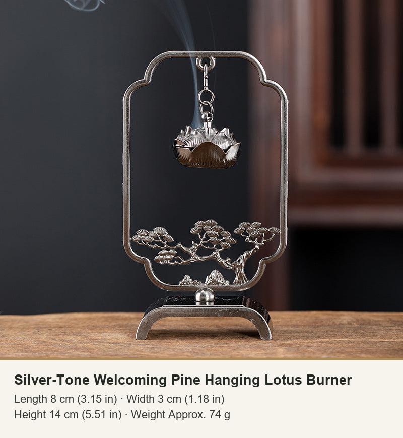 Silver-Tone Welcoming Pine Hanging Lotus Burner