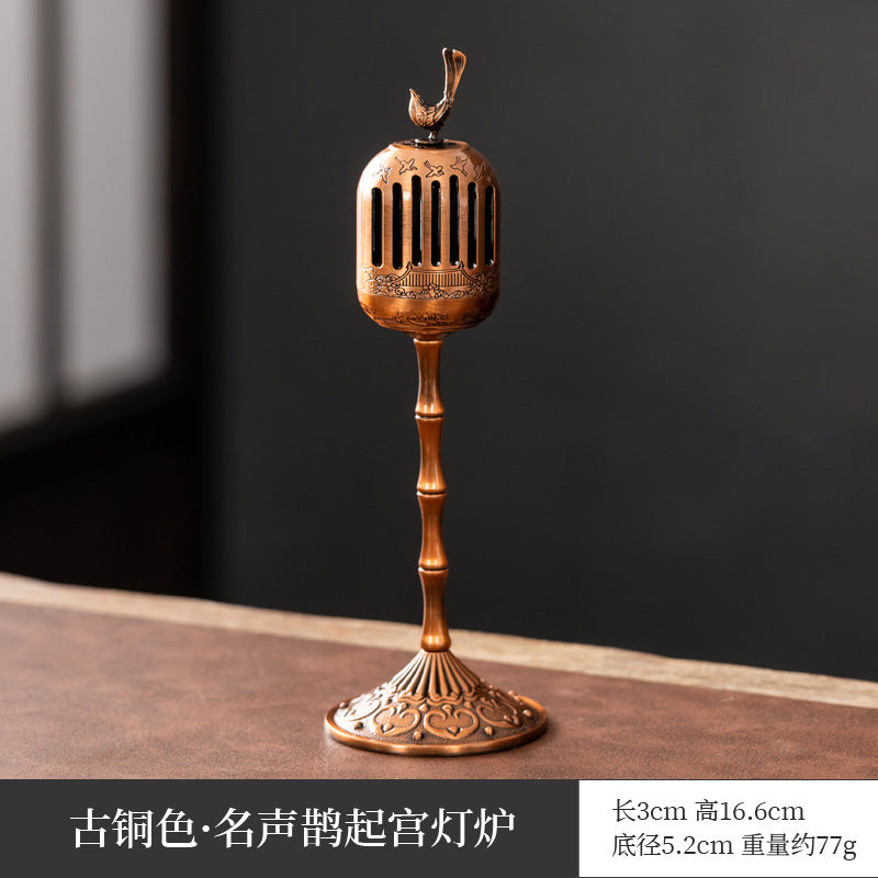 Manufacturer wholesale alloy small incense burner retro Zen Boshan small incense burner household dragon and phoenix plate incense burner incense ornament