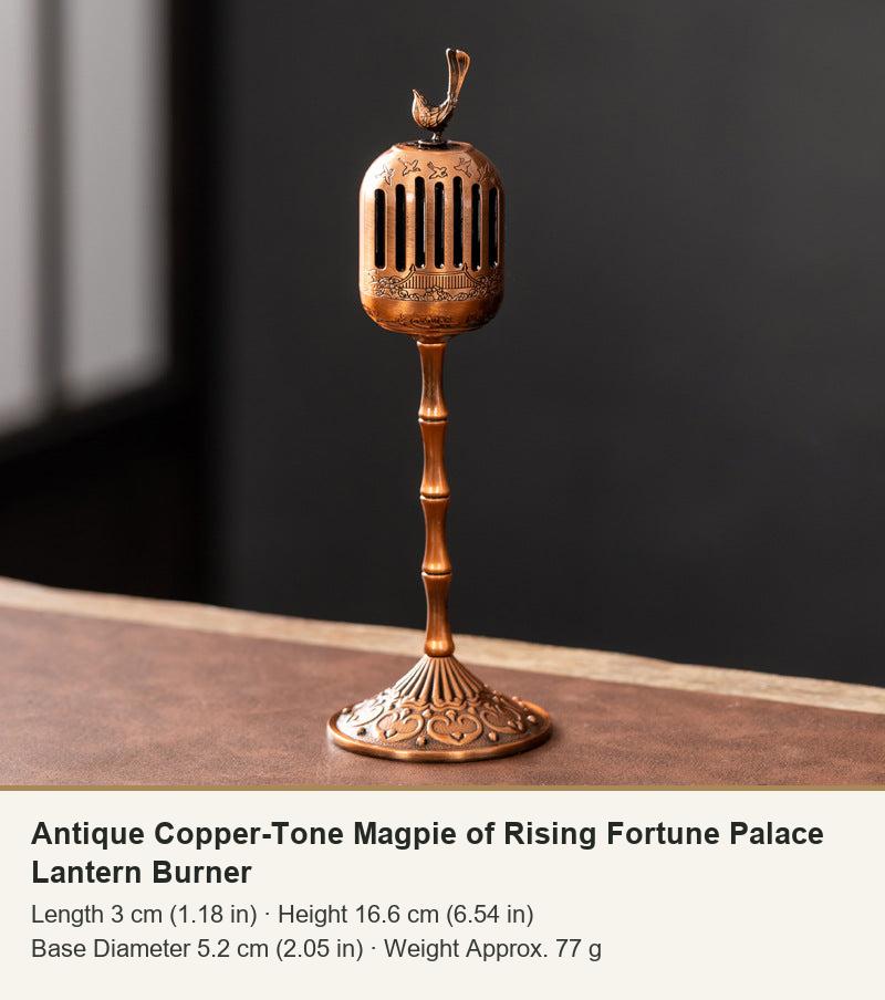Antique Copper-Tone Magpie of Rising Fortune Palace Lantern Burner