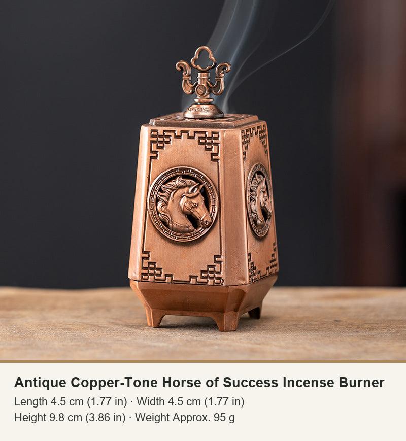 Antique Copper-Tone Horse of Success Incense Burner