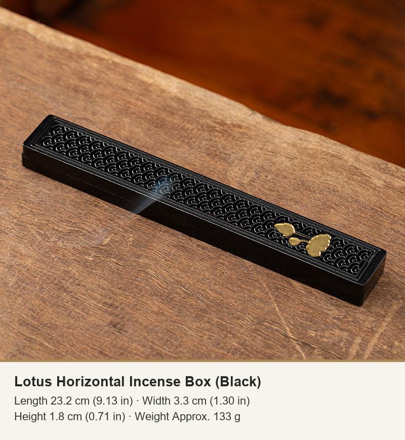 Lotus Horizontal Incense Box (Black)