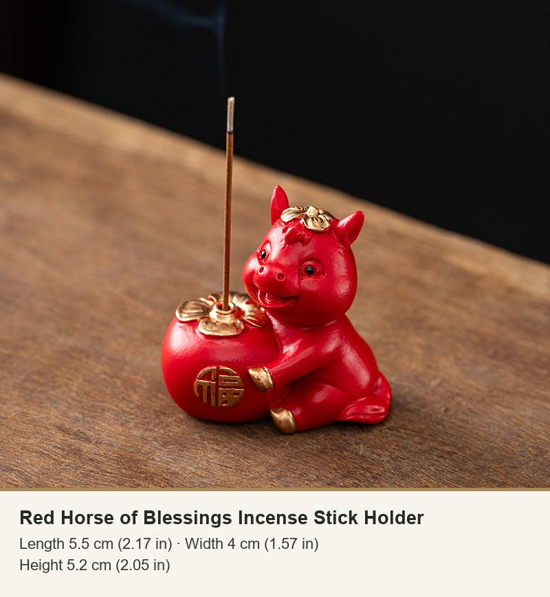 Red Horse of Blessings Incense Stick Holder