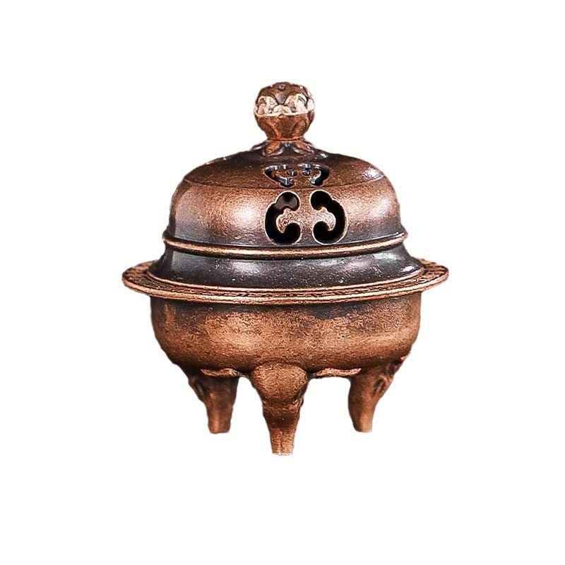 Chinese creative antique aromatherapy stove mini elephant foot lotus stove copper alloy household sandalwood pan incense three-legged stove ornament