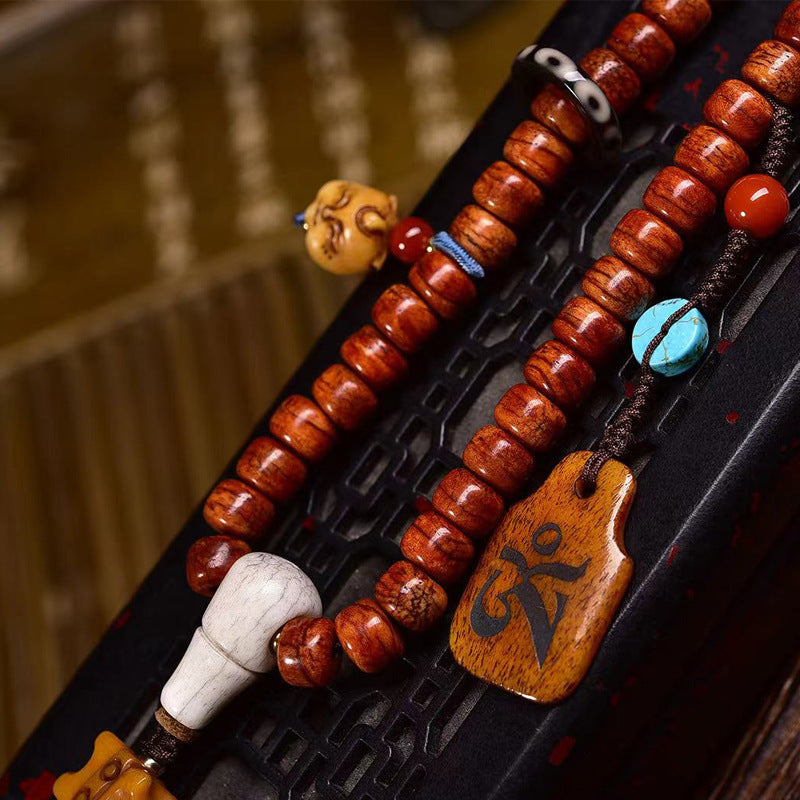 EverestArtstudios blessed EverestArtstudios Tibetan Vintage Bone Barrel-Bead 108-Bead Mala Necklace