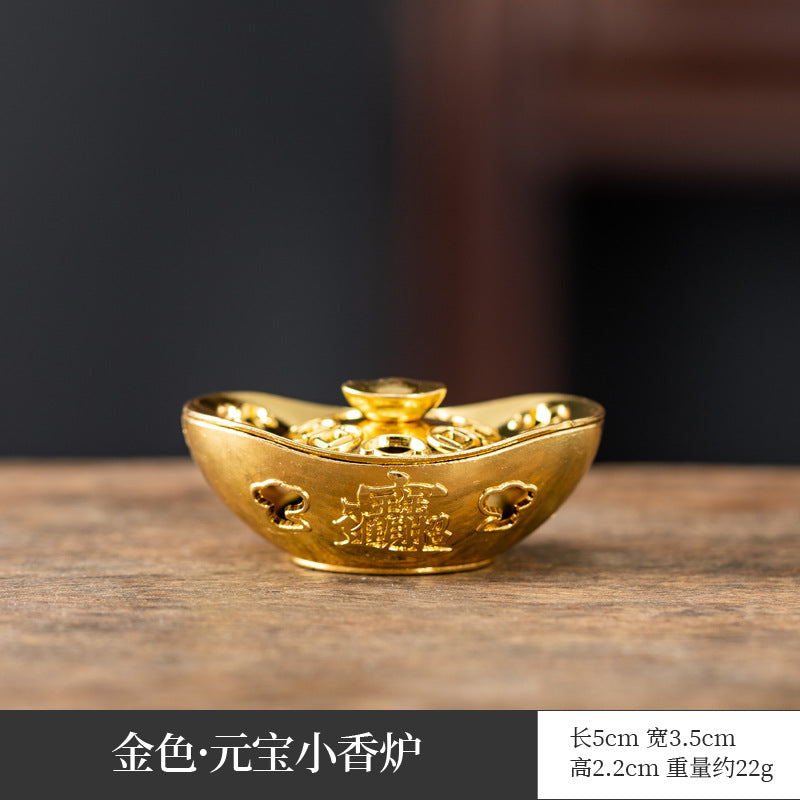 Manufacturer wholesale alloy small incense burner retro Zen Boshan small incense burner household dragon and phoenix plate incense burner incense ornament