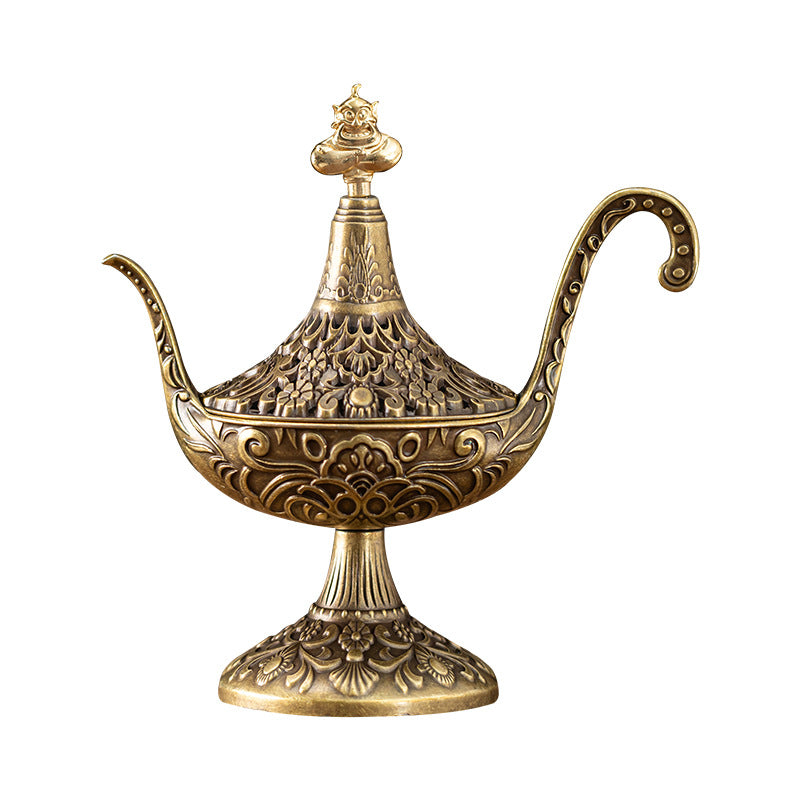 Cross-border hot-selling search banner magic lamp small incense burner wishing magic lamp small auspicious cloud elf aromatherapy burner handicraft ornament