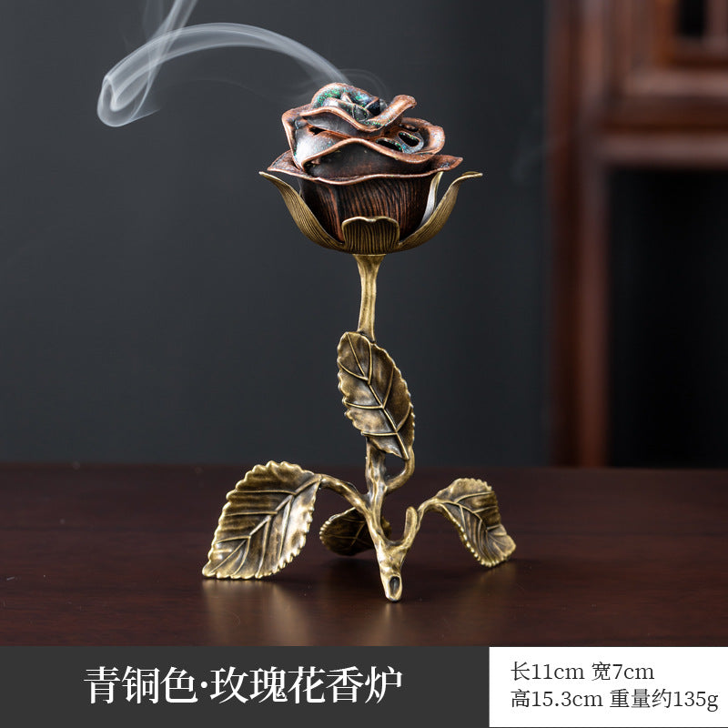 Cross-border explosive alloy creative small incense burner, auspicious cloud disk incense burner, incense road ornament, unicorn elephant tiger three-legged tripod burner