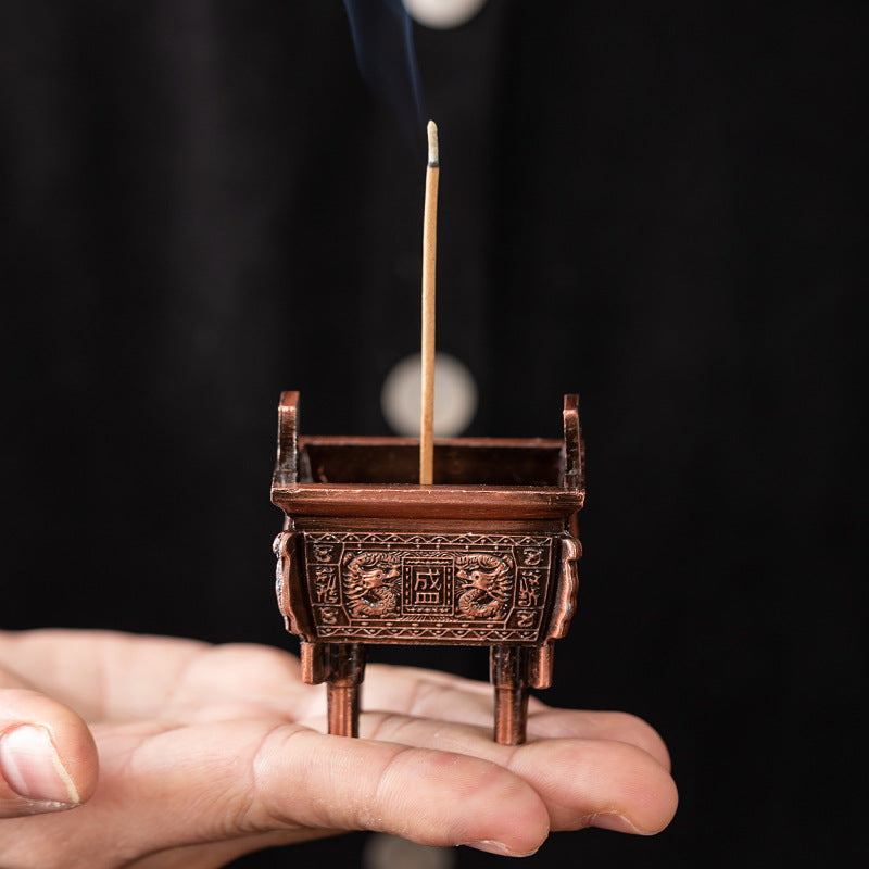 Mini Ding incense burner, vertical line incense insert incense holder, household alloy indoor aromatherapy burner ornament, offering Buddha, offering Ding burner