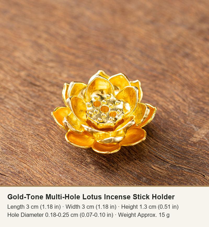 Gold-Tone Multi-Hole Lotus Incense Stick Holder