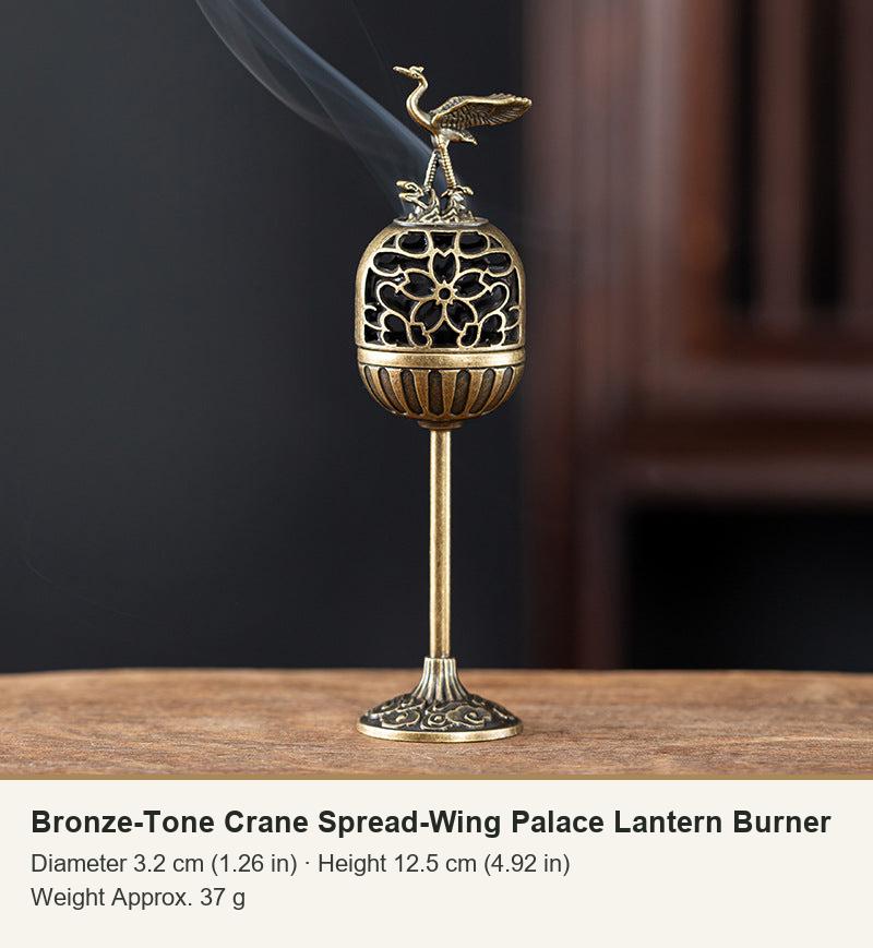 Bronze-Tone Crane Spread-Wing Palace Lantern Burner