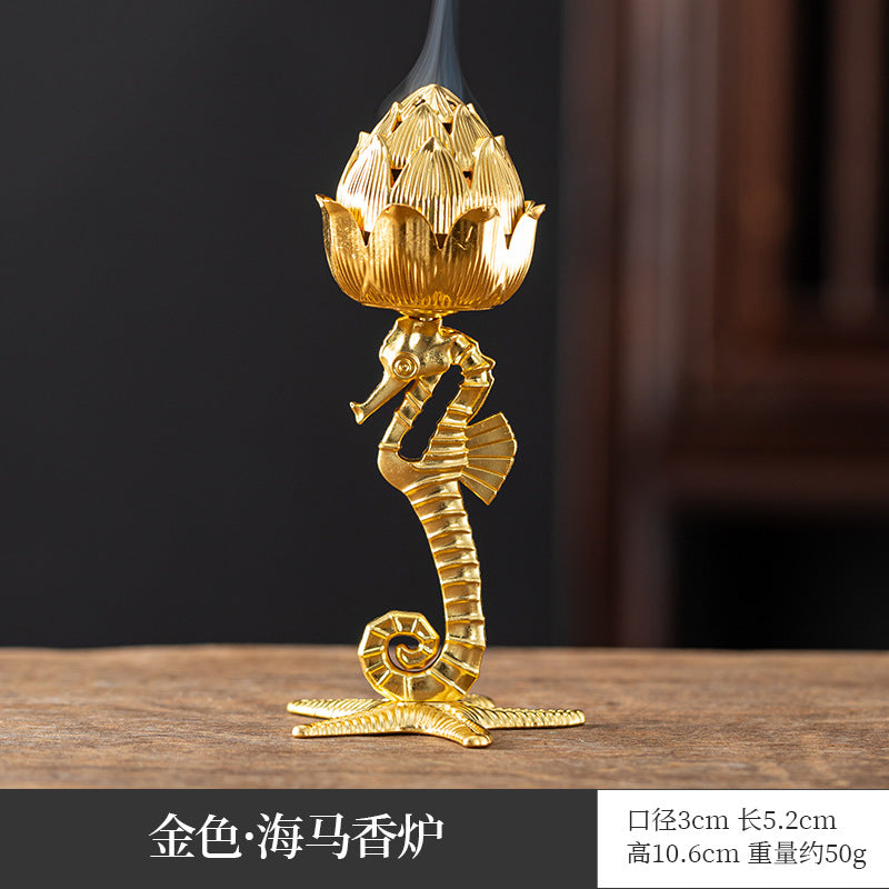 Manufacturer wholesale alloy small incense burner retro Zen Boshan small incense burner household dragon and phoenix plate incense burner incense ornament