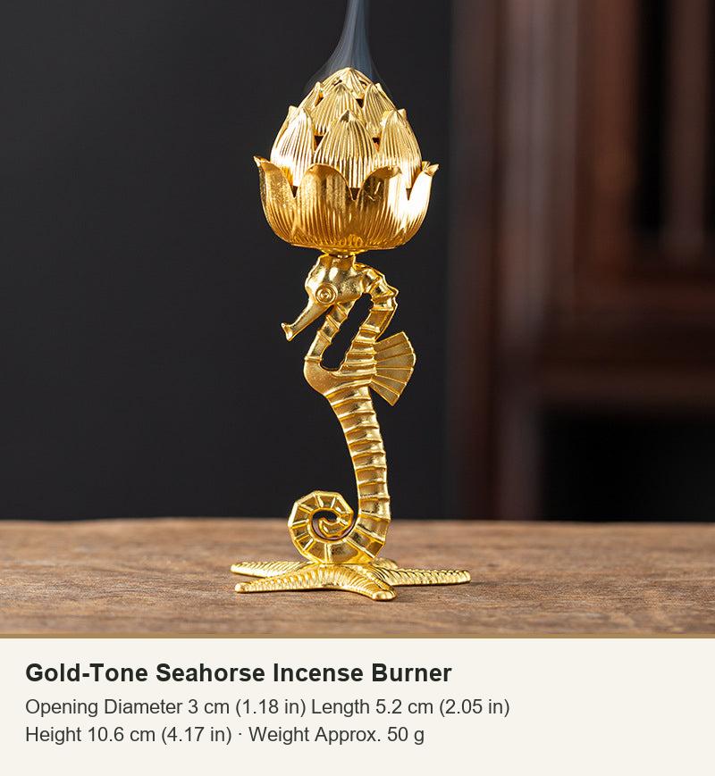 Gold-Tone Seahorse Incense Burner