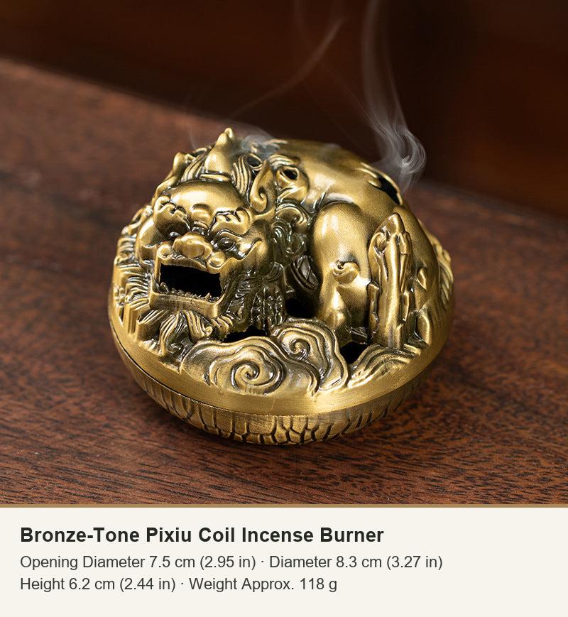Bronze-Tone Pixiu Coil Incense Burner