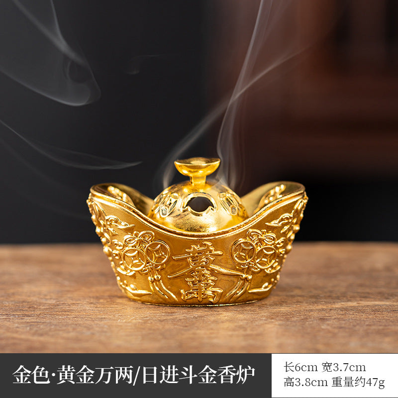 Manufacturer wholesale alloy small incense burner retro Zen Boshan small incense burner household dragon and phoenix plate incense burner incense ornament