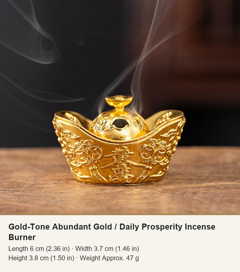 Gold-Tone Abundant Gold / Daily Prosperity Incense Burner